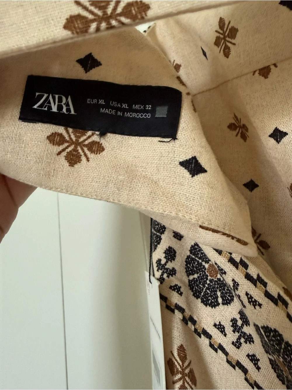 Zara Beige Midi Slip Dress with Black Floral Border